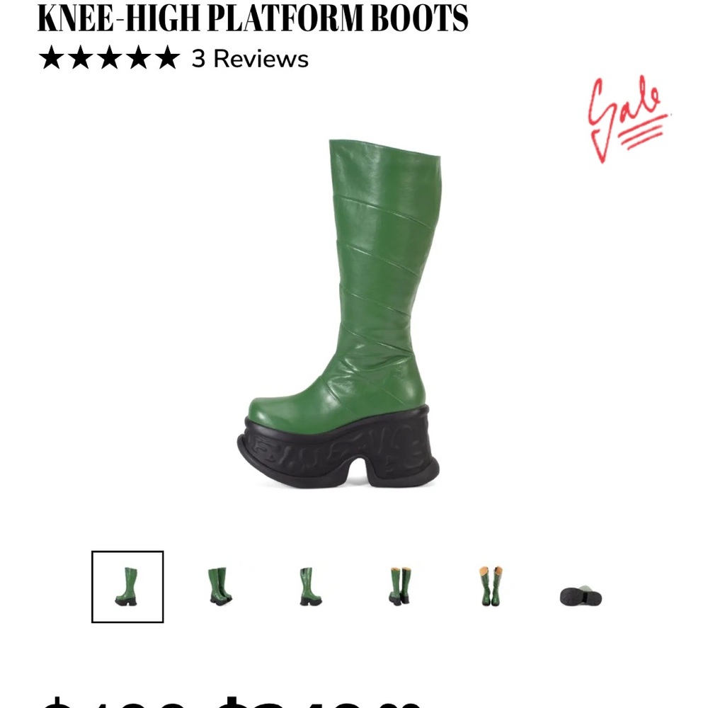 John Fluevog Green Knee-High Platform Boots